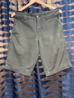 Dickies Olive Green Flat-Front Work Shorts